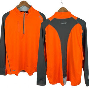 B13 Mend SAUCONY Quarter Zip Performance ViziPro Running Jacket w Thumbholes XL